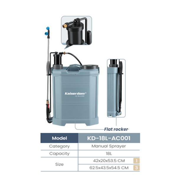Kaiserdom 18L pulverizador manual de mochila pulverizador eléctrico para jardín para máquina pulverizadora agrícola (KD-18L-AC001)