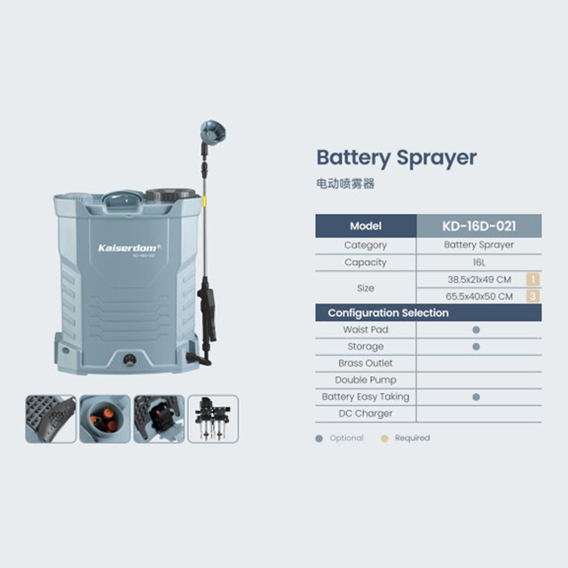 Kaiserdom 16L Batería eléctrica Pulverizador Mochila Pulverizador agrícola Mochila (KD-16D-021)